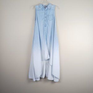 CHELSEA & THEODORE| Obre Hi Low Chambrey Trapeze Sleeveless Maxi Shirt Dress  Sm